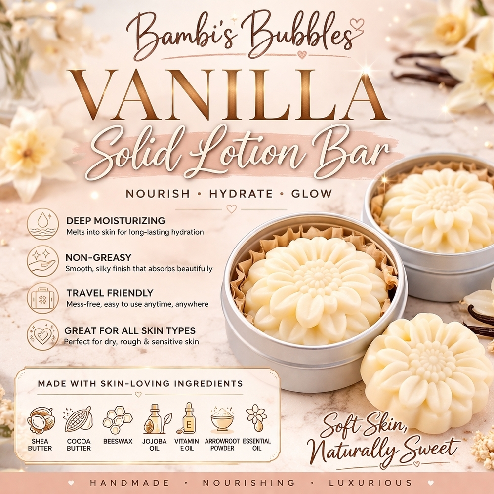 New! Hand Crafted Basic Betch Vanilla Solid Lotion Bar